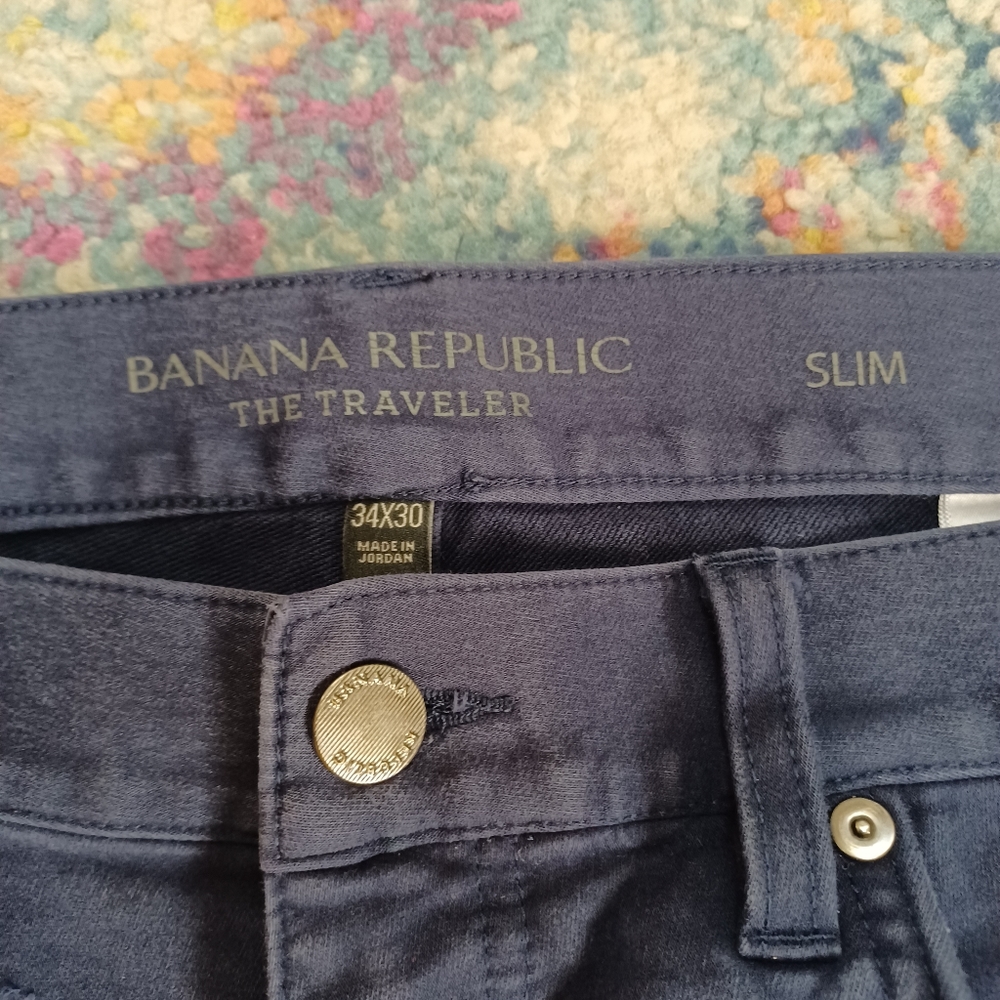 Banana Republic The Traveler Mens Slim Pant. Blue. 34x30.